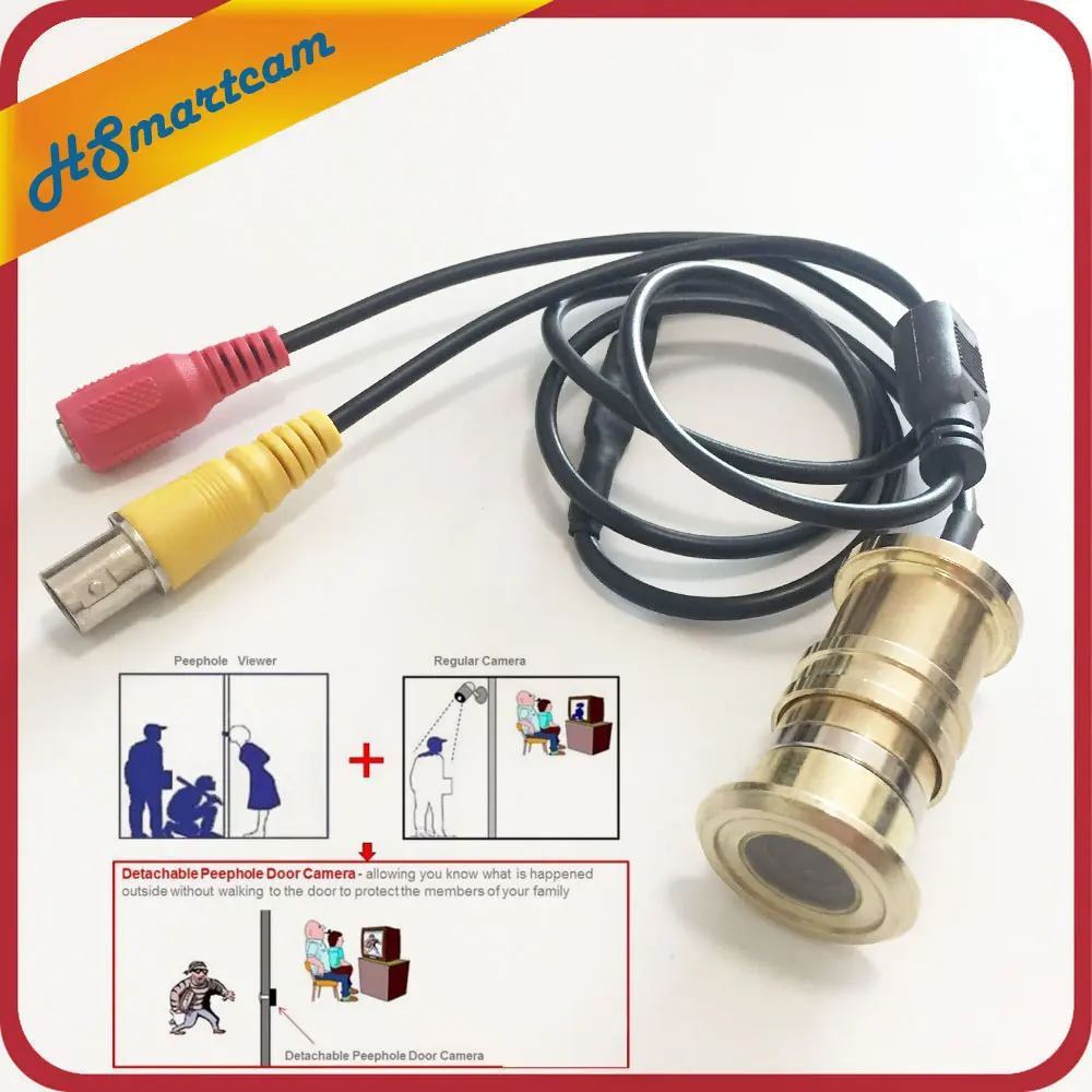 Skup Mini cctv wizjer otwór 1080P kamera ahd mosiężna wizjer widz odłączana kamera drzwiowa 1200TVL wideo CCTV