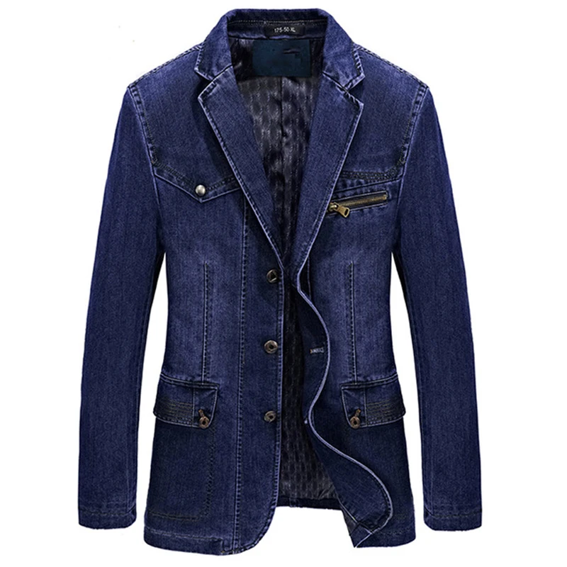 Military Mens Suit Jeans Jackets Plus XXXXL Single Breasted Spring Cowboy Streetwear Male's Denim Outwear Clothing | Мужская одежда