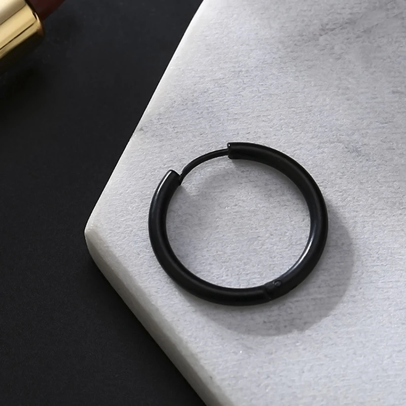 Lokaer, популярные серьги 2,5 мм, круглые серьги, нержавеющая сталь, 3 цвета, круглые серьги-кольца, ювелирное изделие для женщин, E18111 - Окраска металла: С черным покрытием, нанесенным краскопультом