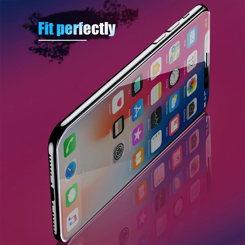 Закаленное стекло 6D для iPhone 7 6 6s защита экрана полное покрытие Защитное X XS MAX XR 8