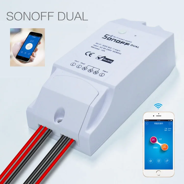 AC 220 В 110 Sonoff двойной WiFi беспроводной умный Swtich модуль управления телефоном для Apple