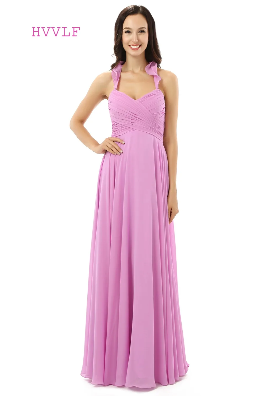 Lavender Bridesmaid Dresses Under 50 A line Halter Floor Length Chiffon