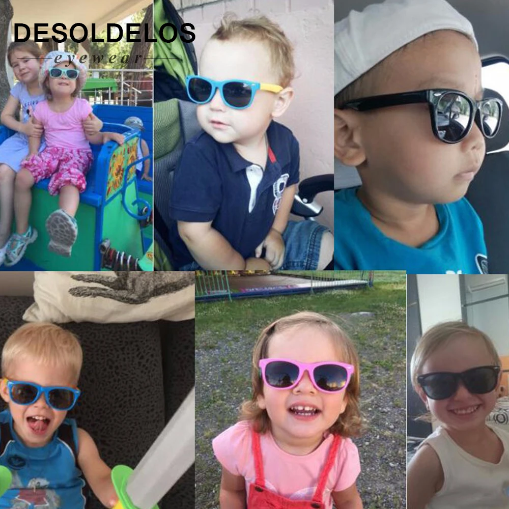 Новые Силиконовые Детские поляризованные солнцезащитные очки Квадратные очки для мальчиков и девочек UV400 фирменный дизайн мягкие солнцезащитные очки