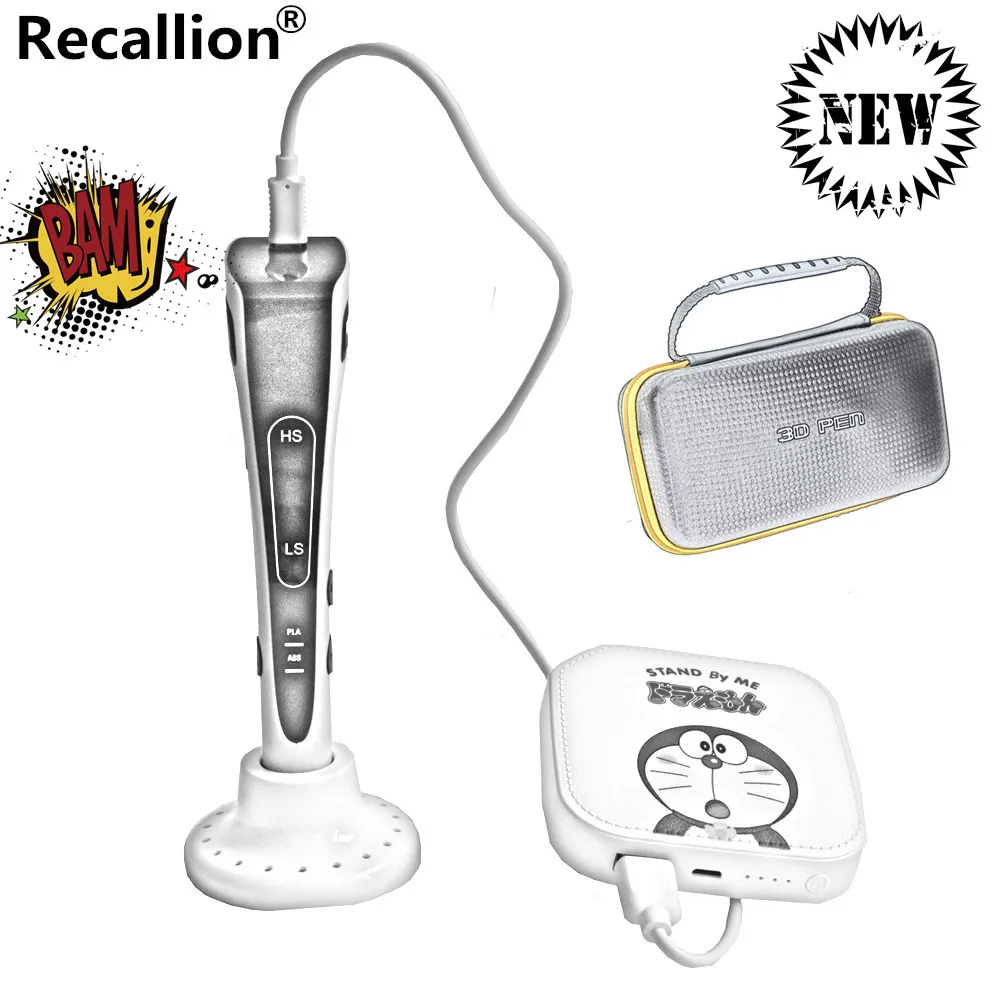 

RECALLION New 3D pen support ABS and PLA filament diy drawing pen with lcd display printing pen 3D with 5V 2A adapter Power Bank