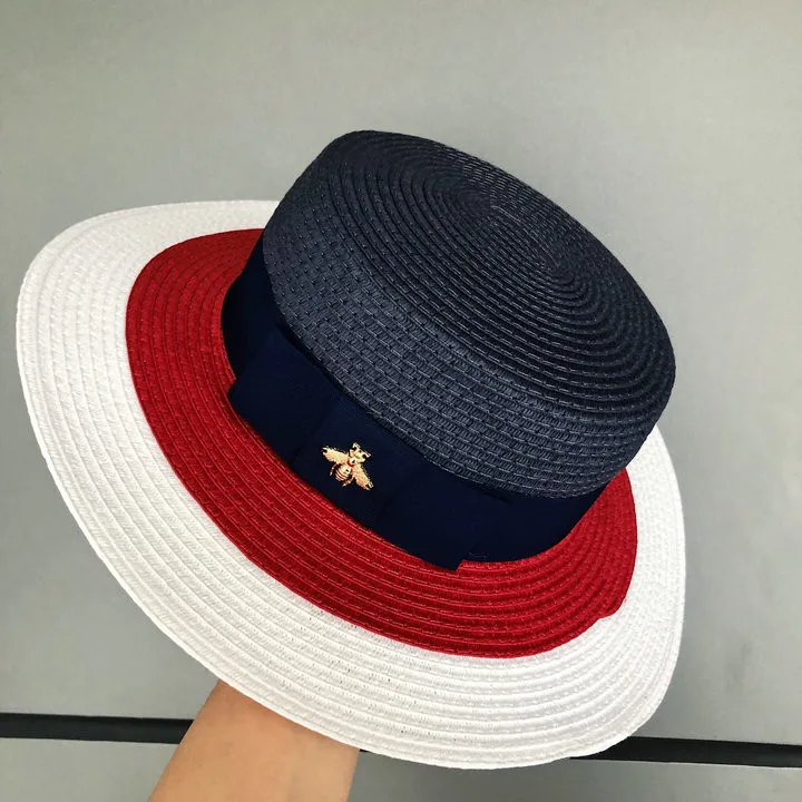 Новинка, британская летняя качественная цветная шляпа, модная женская соломенная шляпа, Солнцезащитная японская плоская широкая шляпа