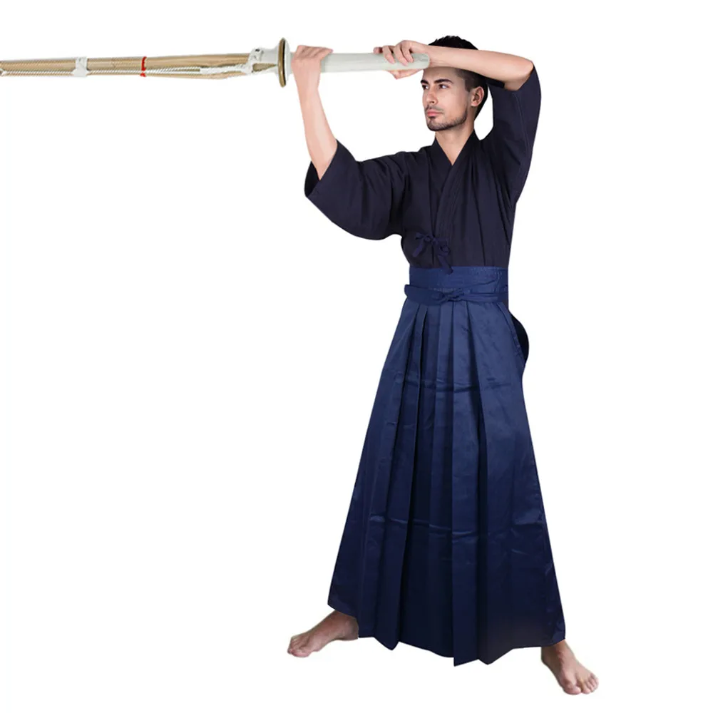 Japon samuray kostüm erkek Kendo takım elbise Kendo Hakama Aikido ...