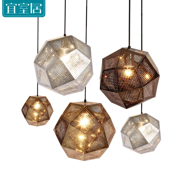 Contemporary Polygon Stainless Steel Mesh Metal Plating Contemporary Polygon Stainless Steel Mesh Metal Plating Restaurant Gold Silver Bronze Pendant Lights High