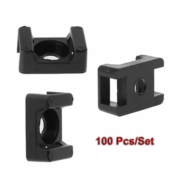 

100PCS Cable Tie Base Mount Screw Fix Seat Nylon Saddle Type Plastic Wire Clip Bundle Holder Network