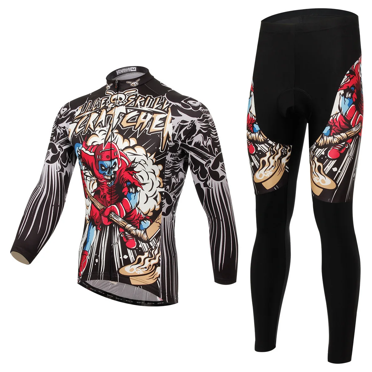 

BOODUN Hockey Stick Human Skeleton Cycling Long Sleeve Bicycle Serve Catch Down Windbreak Keep Warm Function Underwear