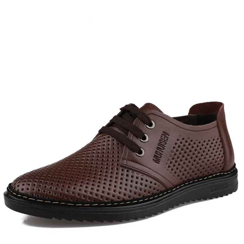 

Men's Sandals 2019 New Fashion Leisure Dress Shoes Spring Summer Split Leather Soft Breathable Men Flat Leather Shoes XMP895