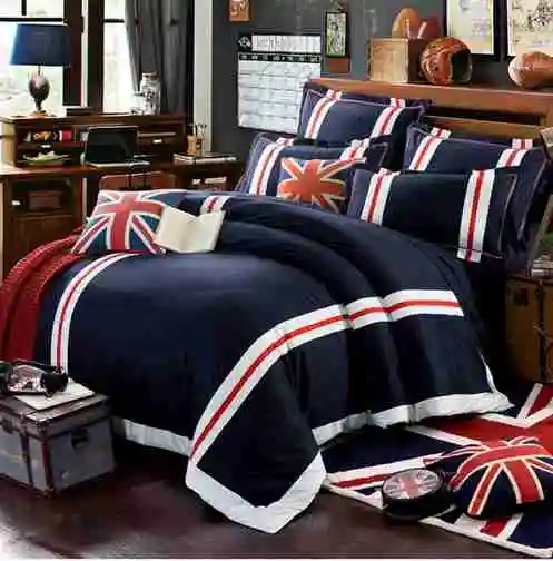 Хлопок, 4 шт., британский стиль, флаг Великобритании, постельные принадлежности для взрослых, полный/Королевский размер, домашний текстиль, Юнион Джек - Цвет: 10