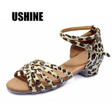 Продвижение Леопардовый Танго, латина Обувь для танцев для девочек; с цветочным рисунком; Zapatos De Baile Latino Mujer 601