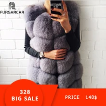 Мех животных Sarcar настоящий натуральный мех жилет для женщин лиса пальто Новинка 2018 года роскошные женские теплая меховая куртка толстые длинные зимние