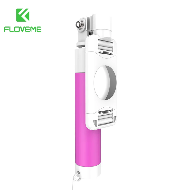 Purple FLOVEME очень-мини селфи-Палка для iPhone 6 6S для huawei samsung Монопод-палка для селфи Складная портативная Проводная селфи-палка - Цвет: Purple