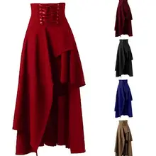 Лидер продаж длинная юбка женская Мода Лолита ремень черный готический юбки женские Высокая талия Нерегулярные Готический стимпанк юбки для вечеринок 2XL