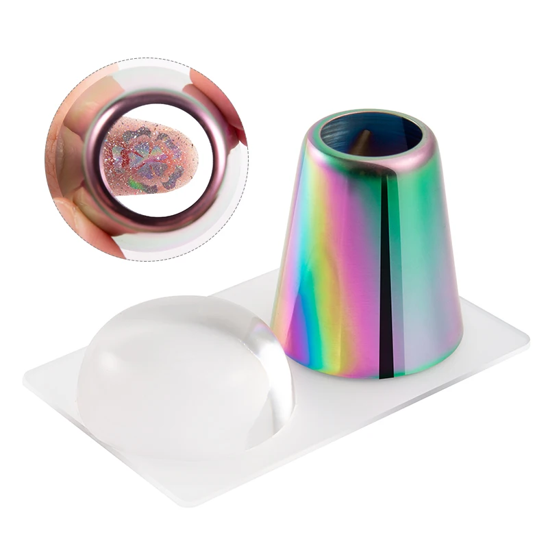 Holographic Transparent Nail Art Stamper Silicone Head With Scraper For Stamping Plate Image Transfer Manicure Printing Tools