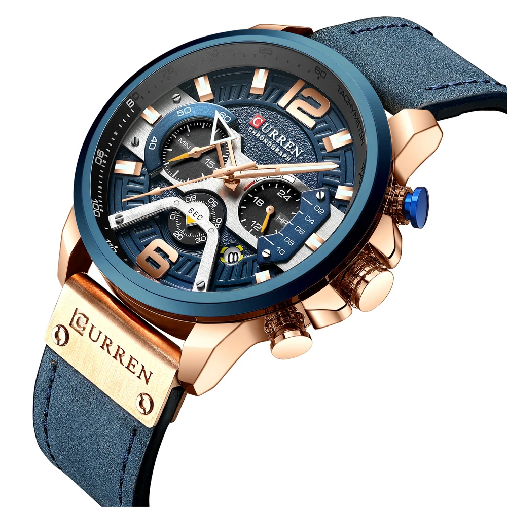 high qualtiy Curren Mens Watches Top Brand Luxury Chronograph Men Watch Leather Luxury Waterproof Sport Watch Men Male Clock Man Wristwatch drop shipping (14)