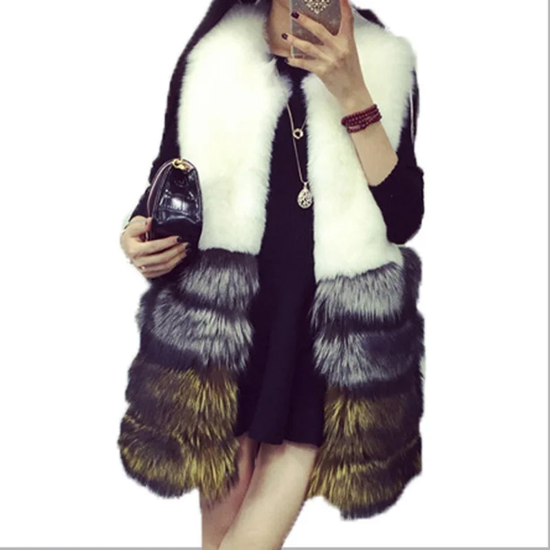 High Quality Real Fur Coat vest Fashion Genuine Rabbit Fur Overcoats Elegant Women Winter Outwear Recoon Dog Fur Jacket