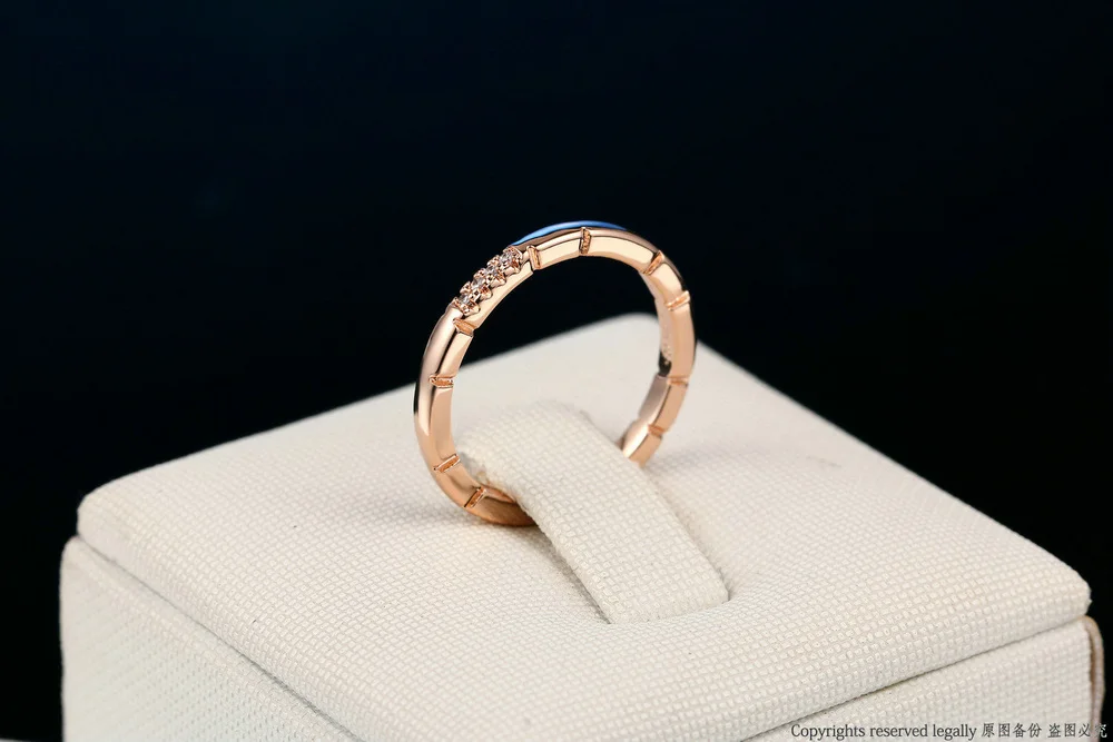 Двойное яркое тонкое OL стильное обручальное кольцо с кубическим цирконием цвета розового золота модное Брендовое ювелирное изделие для женщин Горячая Распродажа Anel DFR493