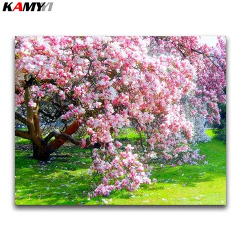 

Full Square Diamond painting spring DIY 3d Diamond mosaic peach tree Full Round Diamond embroidery Cross stitch Pink flowers