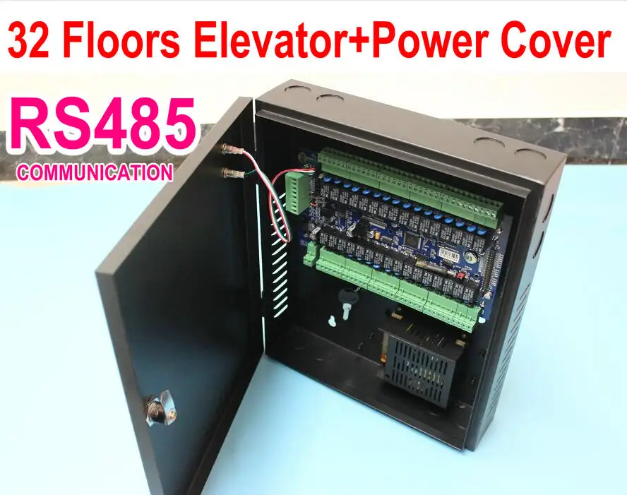 

Metal Power Supply Cover with 32 Floors Elevator Panel Lift Controller system,Lift PCB Board with RS485 Telecommunication boxkit