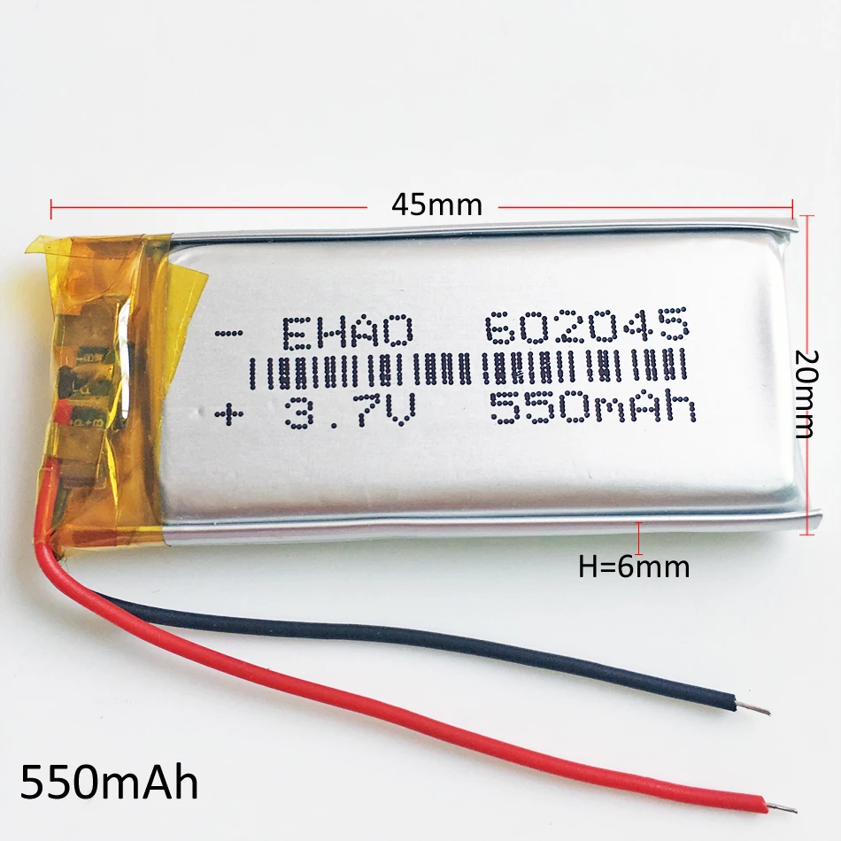 Mah Lipo de Polímero de Lítio 602045 Bateria Recarregável para Mp3 Recorde Dvd Gps Psp Video Pen Câmera do Bluetooth 10 Pcs 3.7 v 550 - Image 3