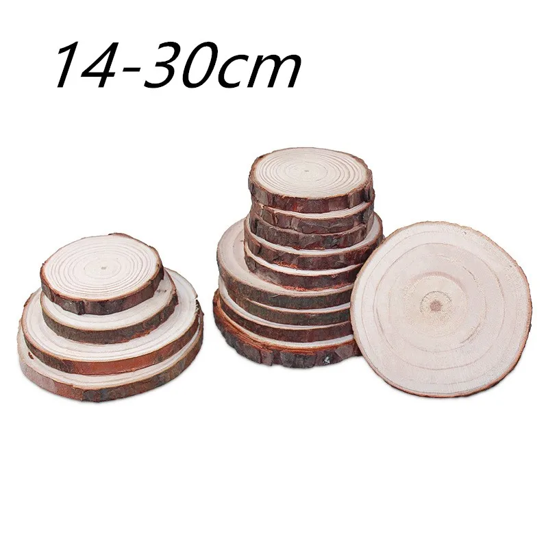 14-30 см необработанные натуральные круглые деревянные ломтики круги с деревом кора бревна диски для Diy ремесла живопись фотография украшения