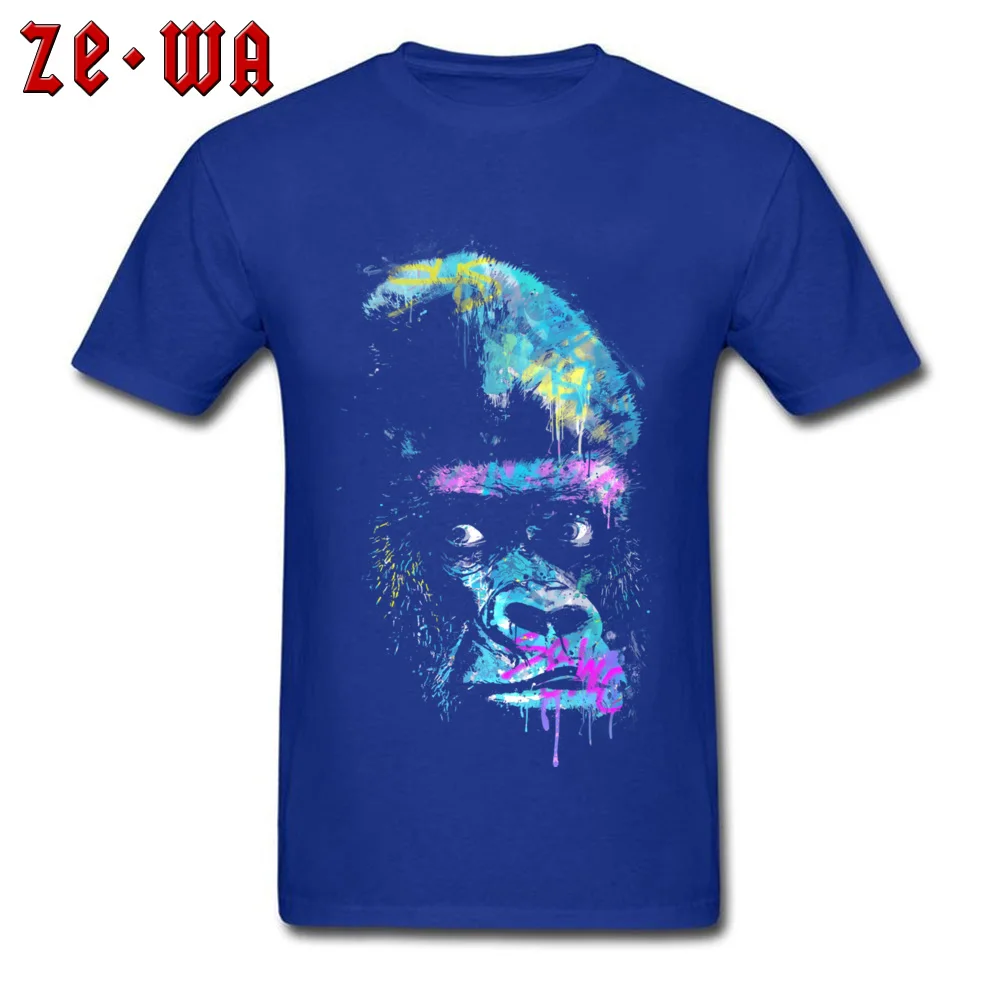 Gorilla street head T Shirt Funny Short Sleeve Latest Crewneck 100% Cotton Tops & Tees Normal Tops & Tees for Men April FOOL DAY Gorilla street head blue