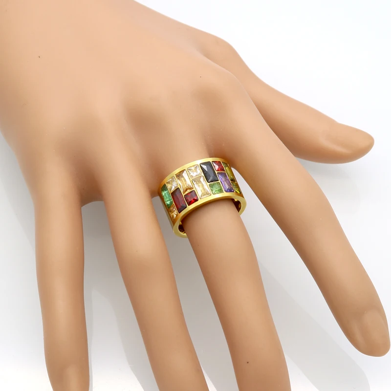 Multicolor Crystal Ring For Women anel 316L Stainless Steel Wedding Rings Female Rainbow Color Stone Ring anillo Fashion Jewelry - Image 6