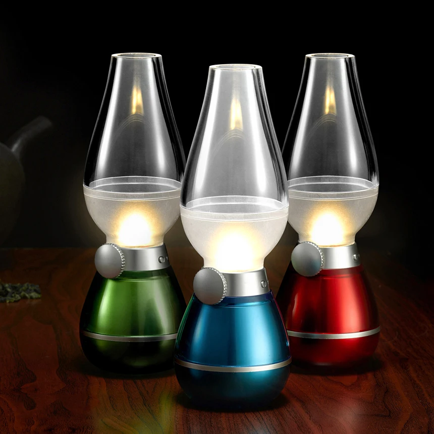 New Retro Vintage LED Candle Lamp USB Rechargeable Blowing Control