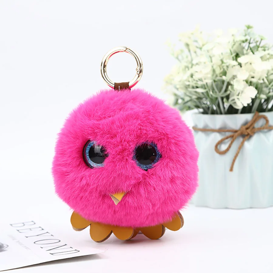 Trendy Plush Soft Cartoon Animals Stuffed Mini Big Eyes Owl Plush Key chain Bag Xmas Pendants Cartoon Lovely Pendant Gift K0001