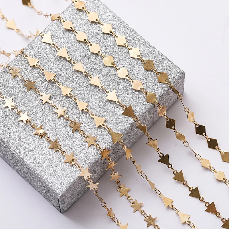 

6mm Copper Star Triangular Rhombus Chain Handmade Jewelry Making Findings Component DIY Accessories Wholesale
