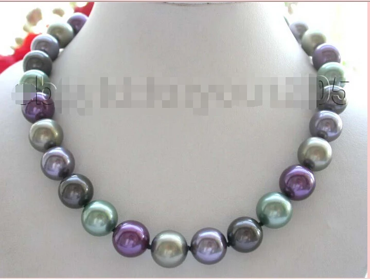 

Genuine Natural 14mm Multicolor Round Shell Pearl Necklace! NEW