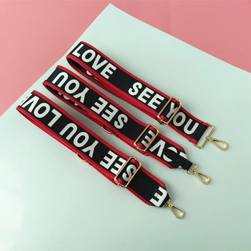 

80-125x3.8cm Adjustable Nylon Belt Messenger Bag Handbag Shoulder Straps Letter See You Love Print All-Match Women Bag Belts