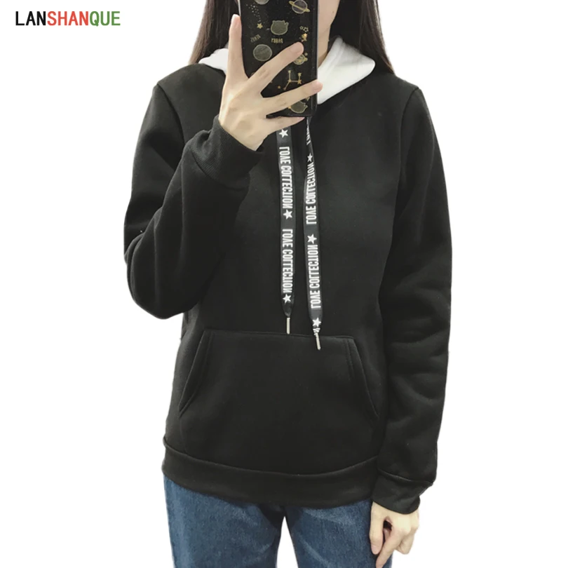 Женская Спортивная кофта LANSHANQUE повседневная однотонная белая толстовка с
