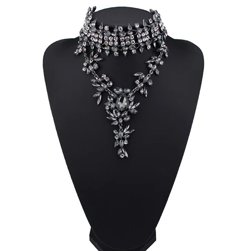 PPG& PGG, новинка, модный роскошный хрустальный чокер с подвеской, длинное массивное ожерелье для женщин, свадебное очаровательное горячее сексуальное колье - Окраска металла: grey