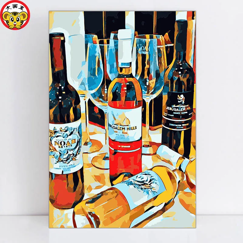

painting by numbers art paint by number Wine Bottle KTV Bar Gift Fashion coloring on canvas paintings by numbers with paints pai