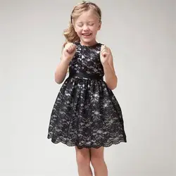 

2015 Cotton Sleeveless Flower Lace Girls Dress Casual Hot Spring and Autumn Party Dress For Girls Events Children's Dresses Bow