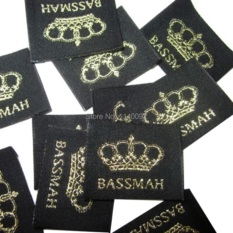 Customized embroidered GOLDEN thread labels/tags/clothing woven labels