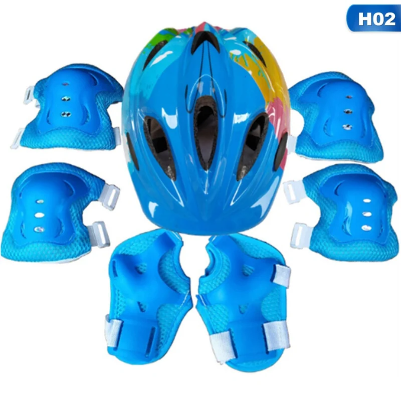 

7 Pcs Kid Child Roller Skating Bike Helmet Knee Wrist Guard Elbow Pad Set for Bicycle Helmet Protection Safety Guard Cycling Pad