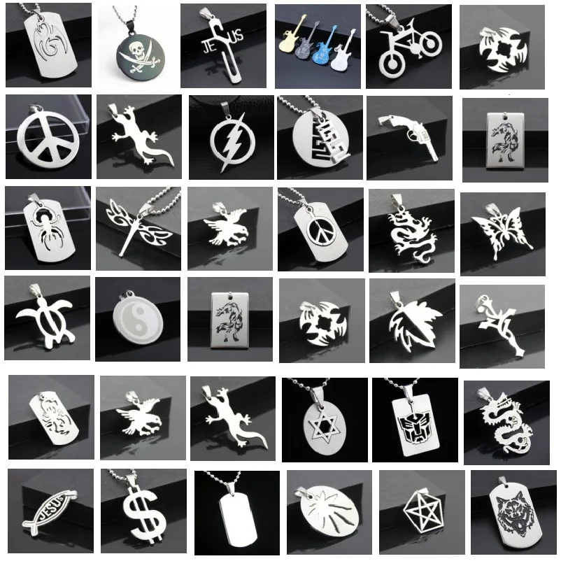 

wholesale 100 pieces Mixed Lots Stainless Steel Pendants Tags mixed designs