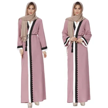 

Muslim Women Fashion Lace Robe Long Print Ladies Clothing Women Arab Ladies Malaysia Abayas Muslim Robes