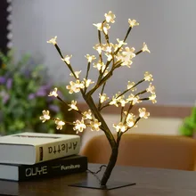 1X Crystal Cherry Blossom 48-LED Tree Light Night Lights Table Lamp Luminarias Christmas Decoration Luz De LED 45CM Night light