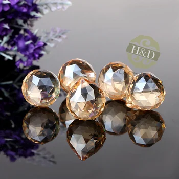 

5pcs Champagne Faceted Glass Crystal Chandelier Parts Pendant Prisms Lighting Ball Suncatcher Wedding Fengshui Home Decoration