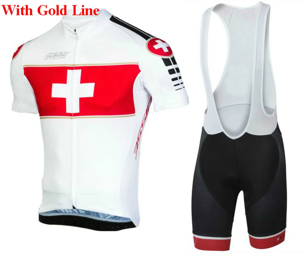 2018 Swiss professional cycling Jersey summer men's short-sleeved bicycle jersey set fast drying 9D breathable gel pad | Спорт и