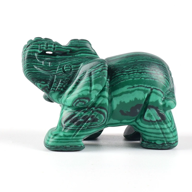 

2 Inch Malachite Elephant Figurine Hand Carved Mini Elephants Animals Figurines For Home Chakra Healing Decor Stone Specimen