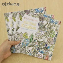 School Office Book Animal Kingdom 24 Pages Hand Painted Graffiti Coloring Books of the Relieve Stress Painting Book