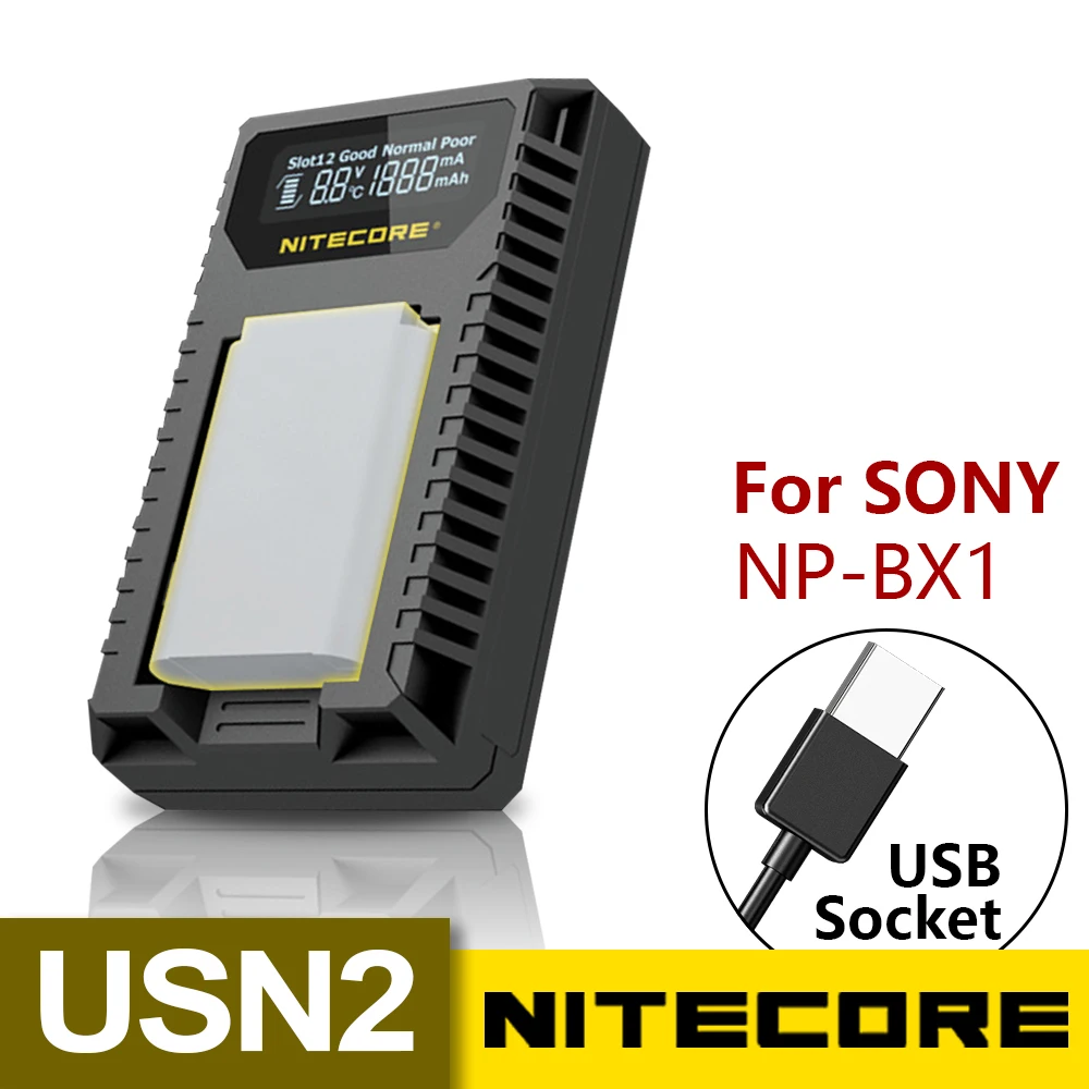 NITECORE USN2 Digital Dual Slot Travel Camera Charger For Sony NP-BX1 Batteries DSC-HX350 DSC-H400 DSC-HX400 DSC-RX100M5 NITECORE USN2 Digital Dual Slot Travel Camera Charger For Sony NP-BX1 Batteries DSC-HX350 DSC-H400 DSC-HX400 DSC-RX100M5