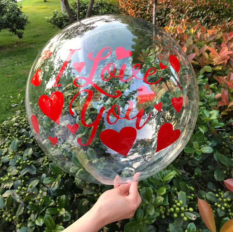 Красные наклейки "Я люблю тебя" с 18 дюймовыми прозрачными воздушными шариками из ПВХ, набор для свадьбы, Дня Святого Валентина, декор гелием