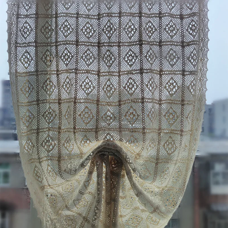 

JUYANG. High quality crochet flower type Roman curtain. Cotton crochet lace balloon curtain. Pastoral style curtains. White and